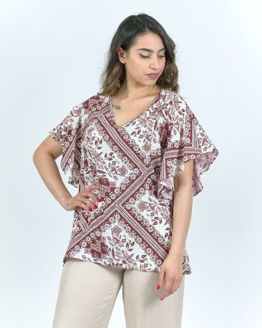 BLUSA IN FANTASIA BORDEAUX