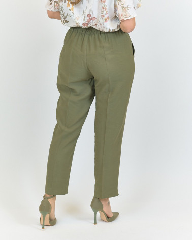 PANTALONI VERDE MILITARE IN VISCOSA