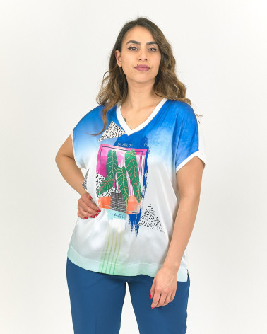 T-SHIRT CON STAMPA TROPICALE