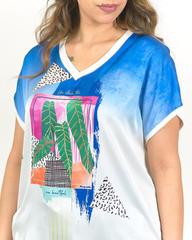 T-SHIRT CON STAMPA TROPICALE