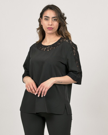 BLUSA IN CADY CON PIZZO