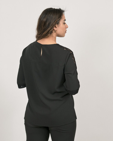 BLUSA IN CADY CON PIZZO