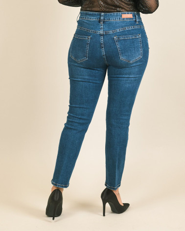 Jeans skinny con strass bicolore