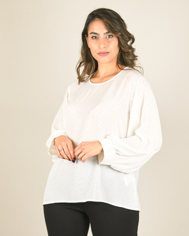 Blusa manica lunga con strass