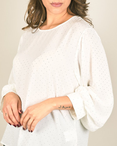 Blusa manica lunga con strass