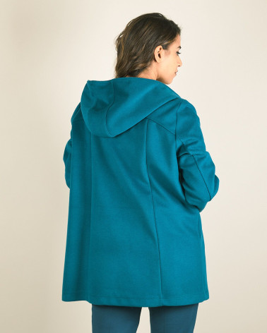 Cappotto in velour con zip e cappuccio