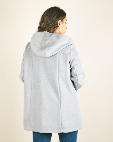 Cappotto in velour con zip e cappuccio