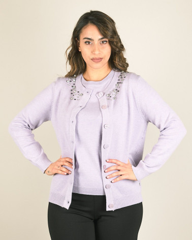 Cardigan con strass davanti