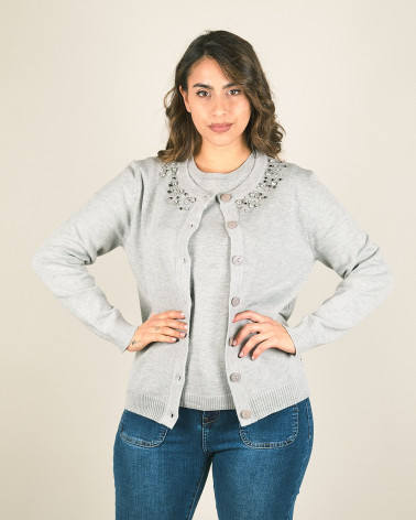 Cardigan con strass davanti