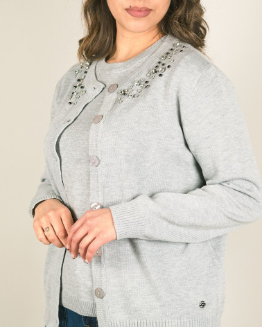 Cardigan con strass davanti