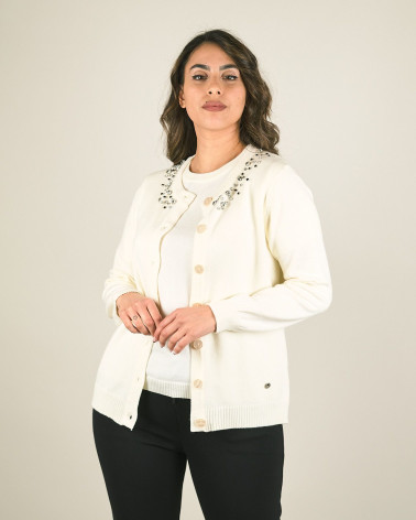 Cardigan con strass davanti