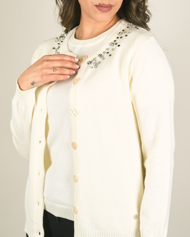 Cardigan con strass davanti