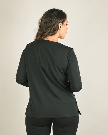 Maglia scollata con paillettes