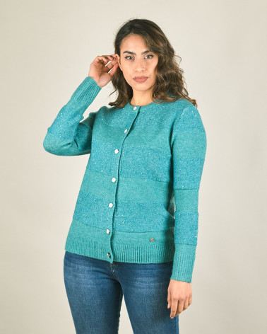 Cardigan in tessuto morbido con paillettes