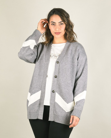 Cardigan over in misto viscosa bicolore