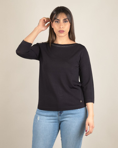 Maglia in filo misto viscosa con dettagli lurex