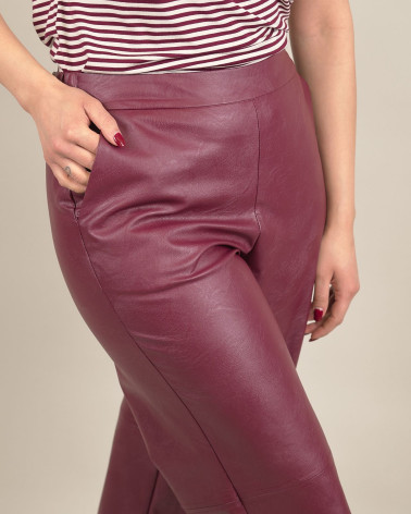 Pantaloni cropped in ecopelle bordeaux