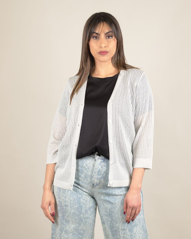 Cardigan in maglia traforata lurex