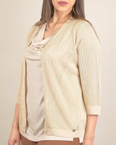 Cardigan in maglia traforata lurex