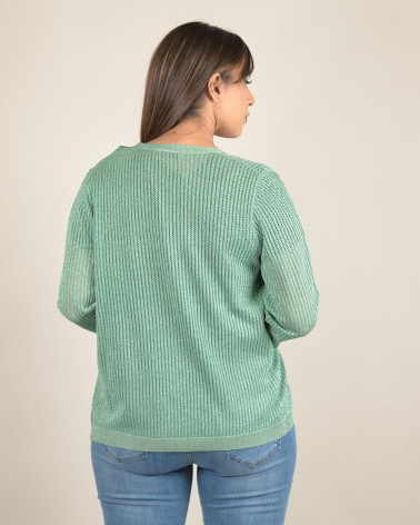 Cardigan in maglia traforata lurex