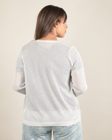 Cardigan in maglia traforata lurex