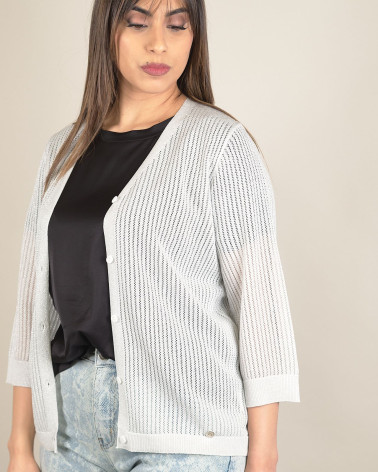 Cardigan in maglia traforata lurex