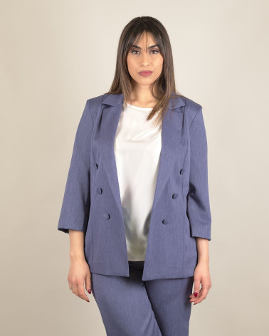 Blazer in chambray aperto sul davanti