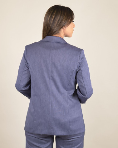 Blazer in chambray aperto sul davanti