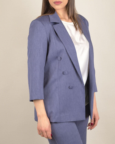 Blazer in chambray aperto sul davanti