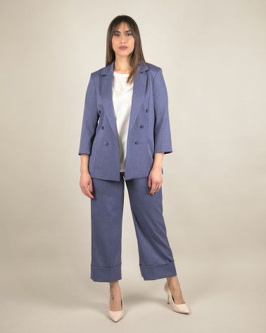 Blazer in chambray aperto sul davanti