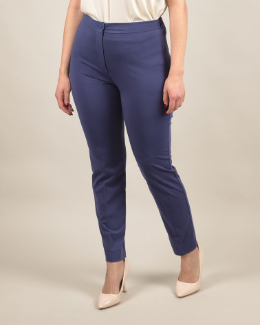 Pantaloni slim in punto milano blu