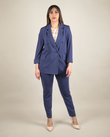 Blazer doppiopetto in punto milano blu