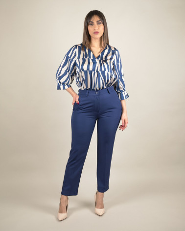 Pantaloni classici in cady blu