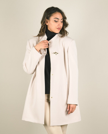 Cappotto in crêpe con zip nascosta e gancio