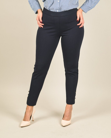 Pantaloni in punto milano con bottoni sotto