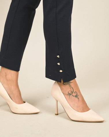 Pantaloni in punto milano con bottoni sotto