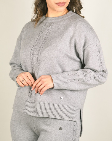 Maglia girocollo con trama intrecciata