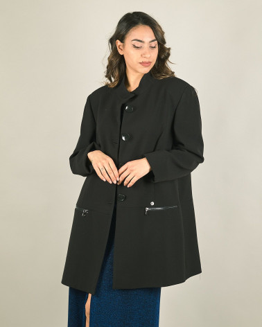 Cappotto calibrato in crêpe nero