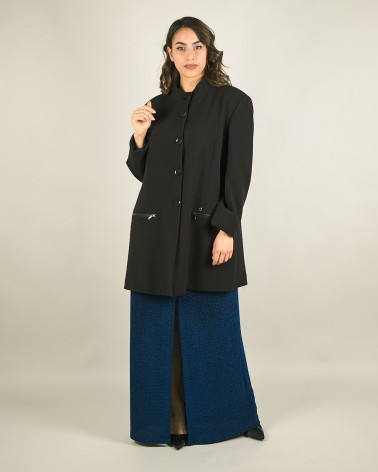 Cappotto calibrato in crêpe nero