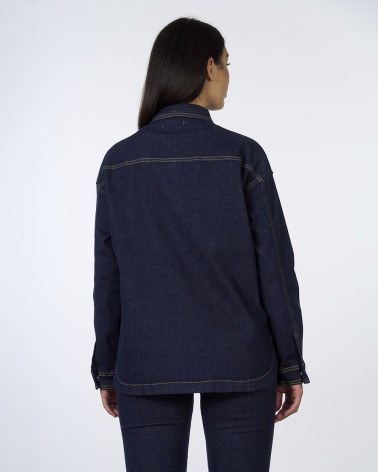 Camicia in denim scuro con tasche frontali