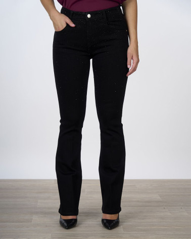 Jeans bootcut neri con strass