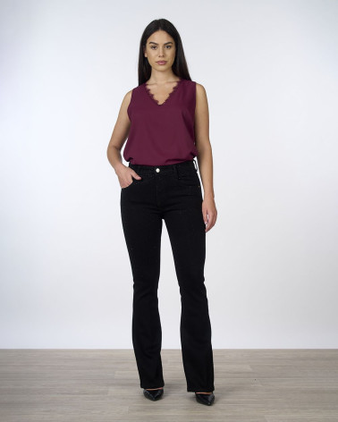 Jeans bootcut neri con strass