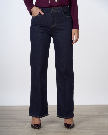 Jeans wide leg in denim scuro