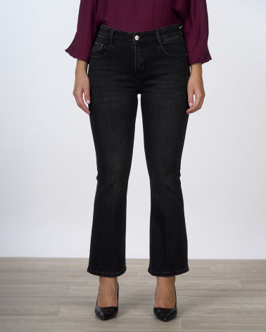 Jeans flare nero a vita alta