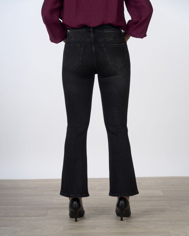 Jeans flare nero a vita alta