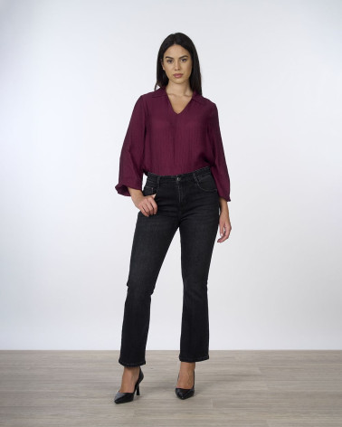 Jeans flare nero a vita alta