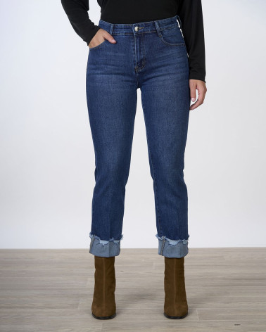 Jeans cropped con risvolto