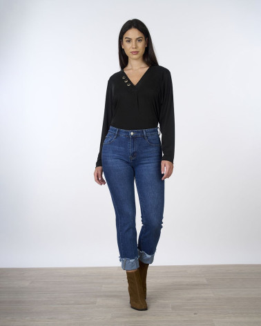 Jeans cropped con risvolto