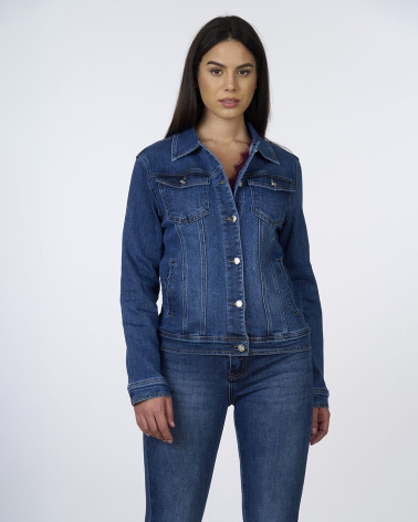 Giacca in denim con tasche frontali