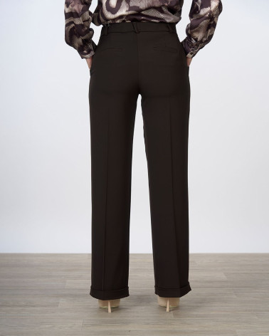 Pantaloni palazzo in cady marrone